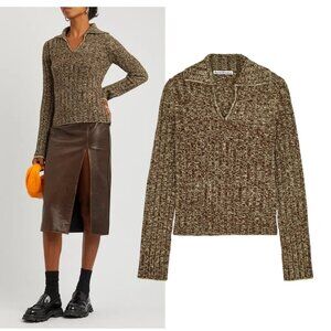 ACNE STUDIOS Melange wool blend Polo sweater XS